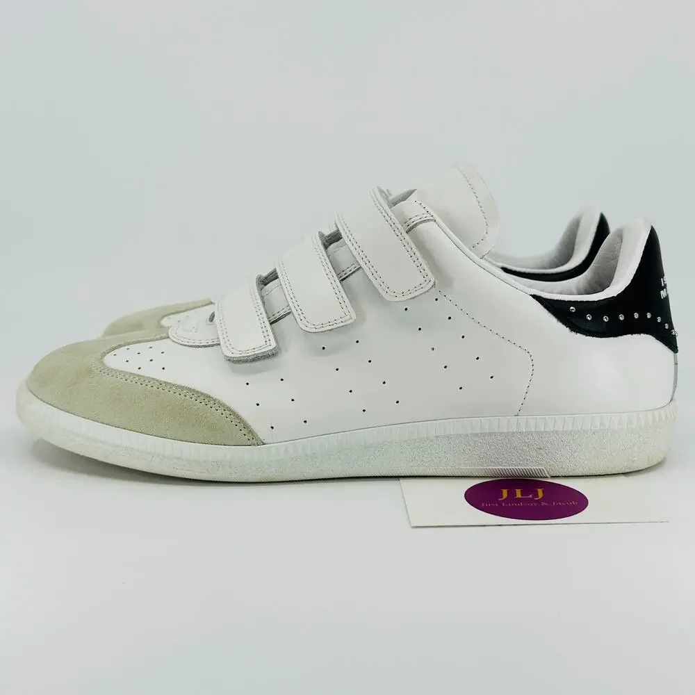 Isabel Marant Women's Beth White & Black Leather Studded Sneakers Size 41/ 11 US